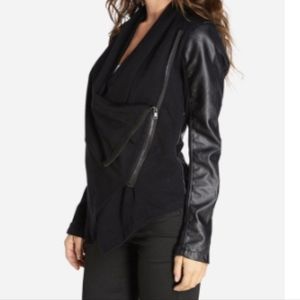 Blank NYC draped faux leather zippered jacket size Small